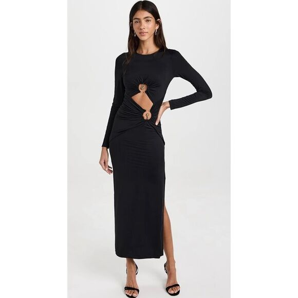 New Bardot Neve Maxi Dress in Black Size L new - Picture 1 of 8